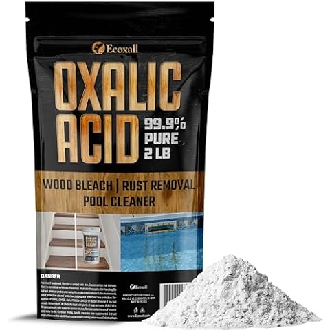 Ecoxall Oxalic Acid for Wood Bleach - 99.9% Pure Fine Powder - 2 lbs - Highly Effective Multipurpose Cleaner - Used as a Wood Stain Remover and Rust Remover - Industrial Grade Strength Cover