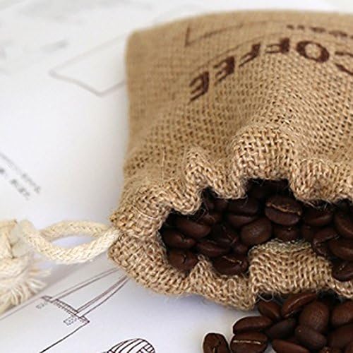 Miniatura 3 de Paquetes de bolsas tejidas de yute para granos de café, cocina, guisantes, registro de fecha, bolsas de arpillera natural con cordón, bolsas