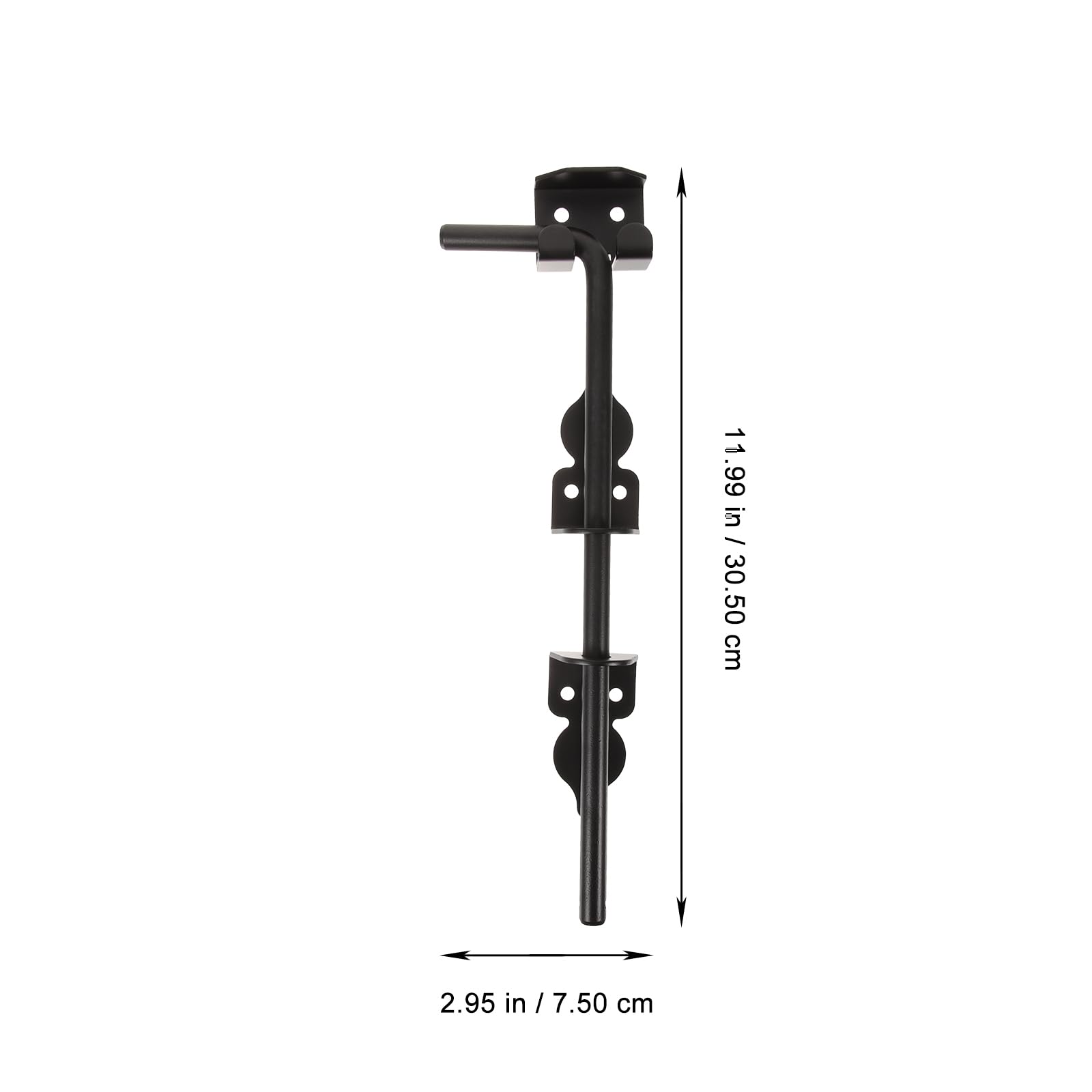 UKCOCO Loquet de Sol Robuste: En Fer Noir 12 Pouces, Épais et Sécurité Renforcée - pour Portails, Portes, Vinyle, Clôtures, Abris et Usage Domestique, Installation Facile