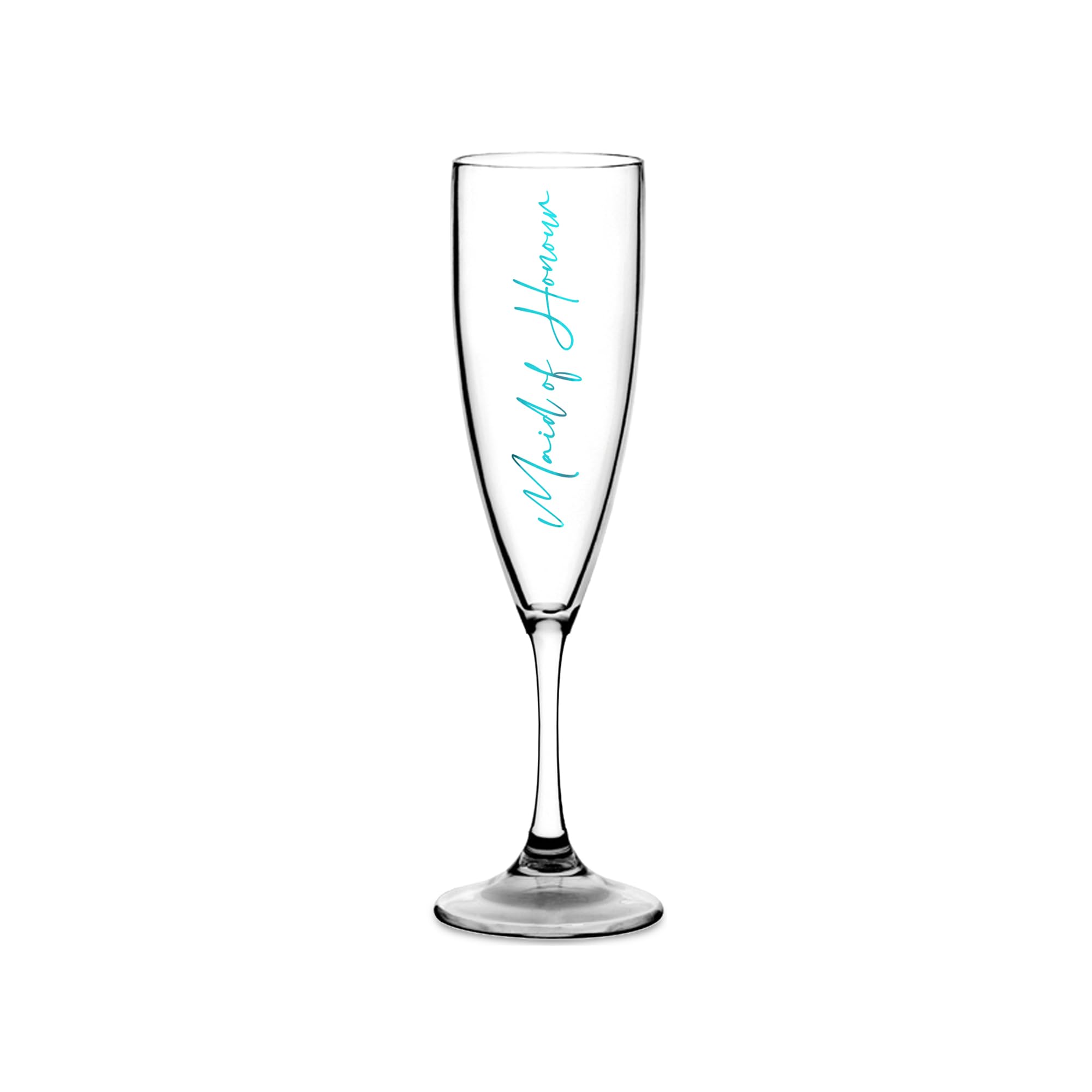 Print Maniacs Champagne Premium Clear Flute Glass Bride Groom Mr Mrs Wedding Maid Honour Wine Cocktail Prosecco Celebrations Gift (Teal, Maid of Honour)