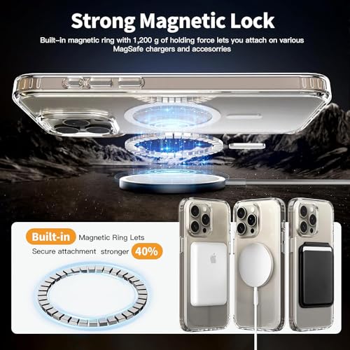 Image of DIZORO Crystal Clear Magnetic Magsafe Compatible with iPhone 15 Pro Max Case with Anti-Yellow Anti-Scratch | Shockproof Transparent Cover