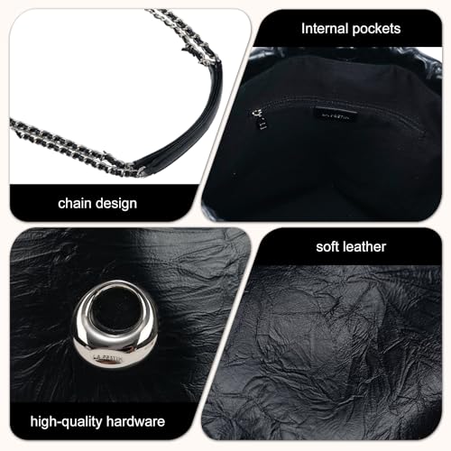 LA FESTIN Leather Bag for Women-Stylish Crossbody Purse with Chain Strap Luxury Soft Shoulder Bag Fashion Tote for Work4