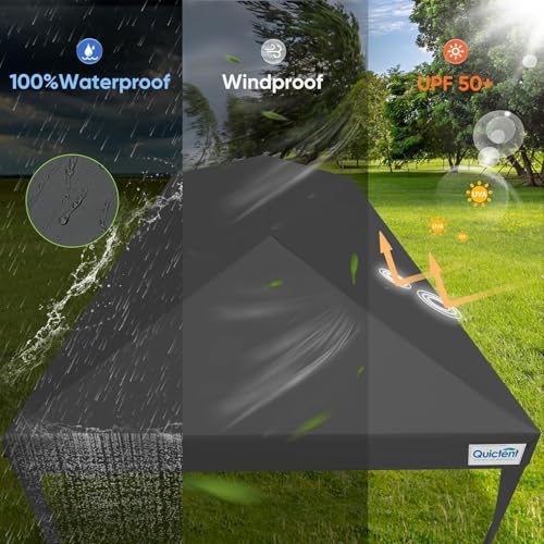 Quictent 3x6m (10x20ft) Pop Up Canopy Gazebo with Church Window Sidewalls, Adjustable Height Event Shelter, Portable Tent for Garden Party, Camping, Black - Image 5