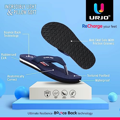 Image of URJO Women's Slippers /FlipFlops Lightweight Super Flexible Arch Support Durable Anti Skid & Stylish Dailywear Slippers /FlipFlops for Women