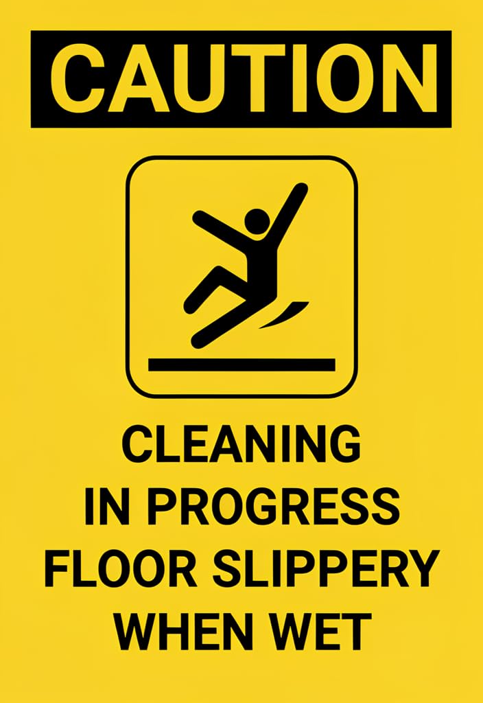 peiyeety Caution Cleaning in Progress Tin Sign 12x8 Inch, Yellow & Black Slippery When Wet Safety Warning Metal Plaque, Wall Door Decor for Bathroom, Kitchen, Janitorial Closet, Workplace, Gift Idea