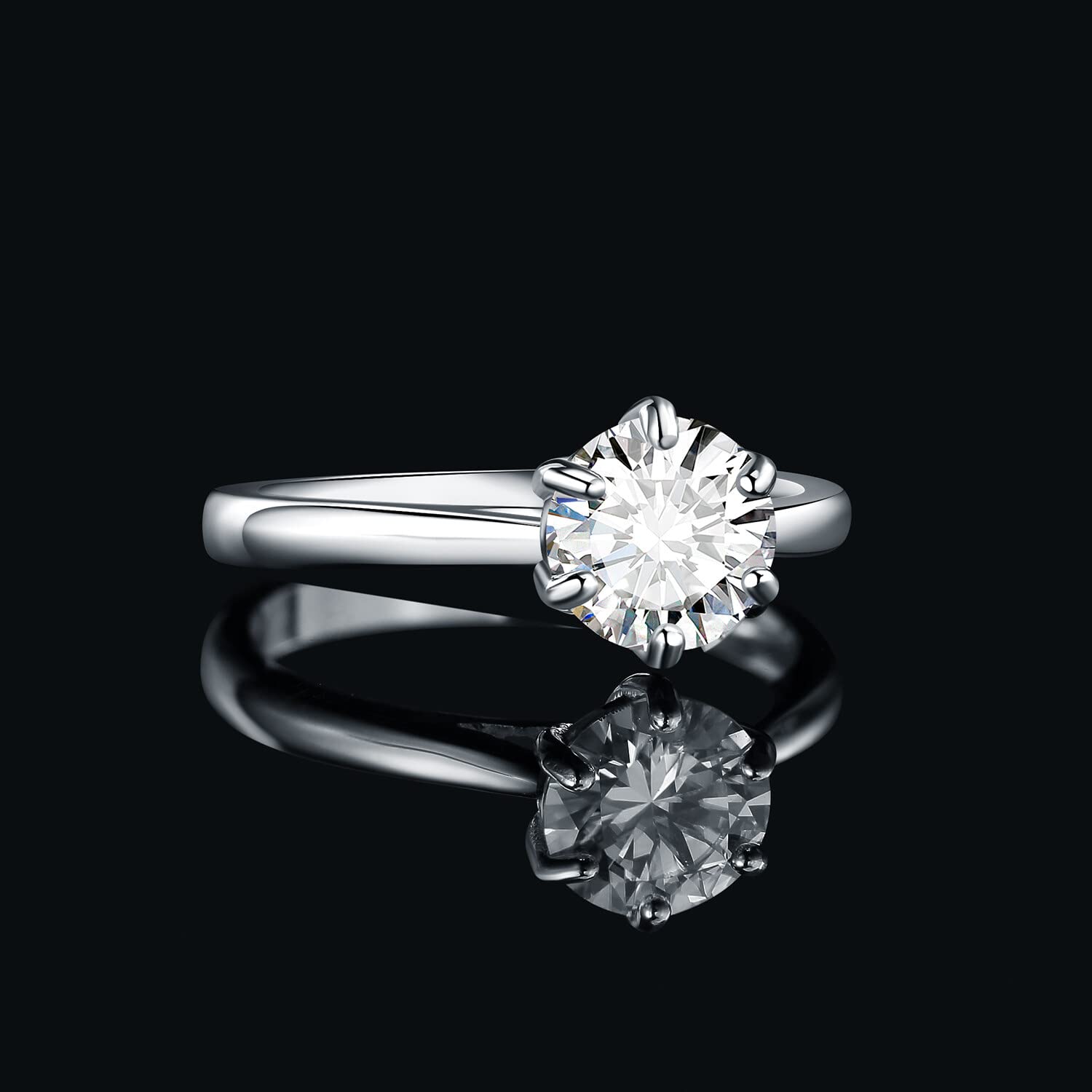 JewelryPalace 0.5-2ct Classique Moissanite Bague Taille Rond Solitaire Pierre Argent Massif 925 Femme, Plaqué Or Jaune Or Rose Bague Diamant Simulé Fiançailles Mariage Alliance, Ensemble Bijoux Mariee