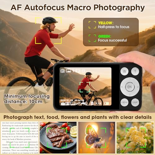 4K UHD Digital Camera, 64MP Autofocus Vlogging Camera 18X Zoom, Compact Digital Point and Shoot Camera with Anti-Shake&Built-in Battery, Small Travel Camera for Adult Beginners Teens, 32GB Card - Image 5