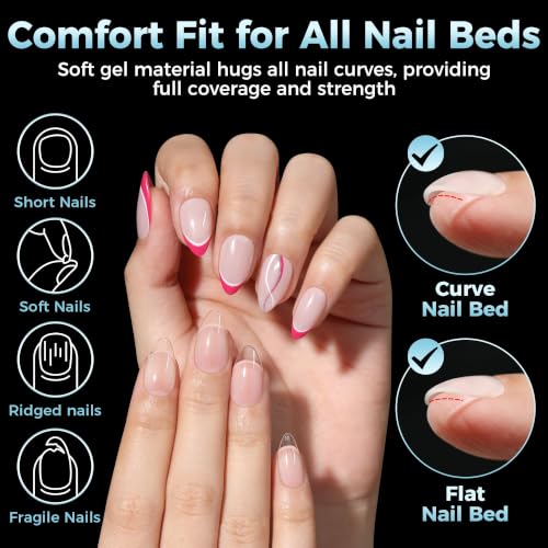 Image of Luckyfairy Short Almond Nail Tips 360PCS Soft Gel Nail Tips