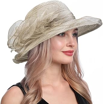Vintage Organza Kentucky Hats for Women Summer Sun Hat Cloche Bowler Hat Derby Fascinator