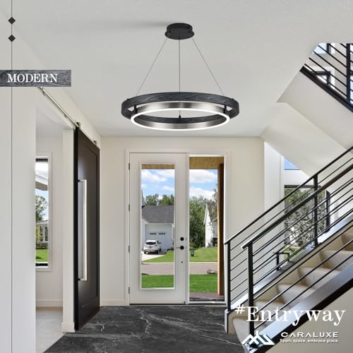 Image of LED Ring Chandelier Dimmable Black Brushed Nickel Chandeliers