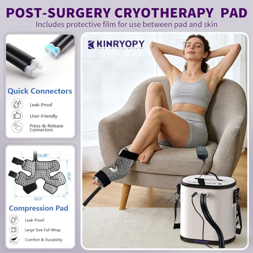 Image of Cold Therapy Machine with Programmable Timer, Portable Ice Machine for Ankle After Surgery, Ankle Replacement Recovery System, Cryotherapy Pain Relief w /Compression Pad