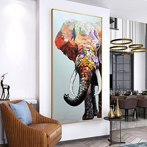 Peinture à l'huile artisanale grand tableau vertical art abstrait déco maison