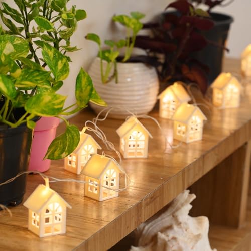 Image of ZALAR House Light 14 LED Warm White Color Outdoor String Lights for Home 10FT Weatherproof Hanging Patio Lights, Connectable Waterproof Garden String Light for Backyard, Porch, Balcony, Party Decor