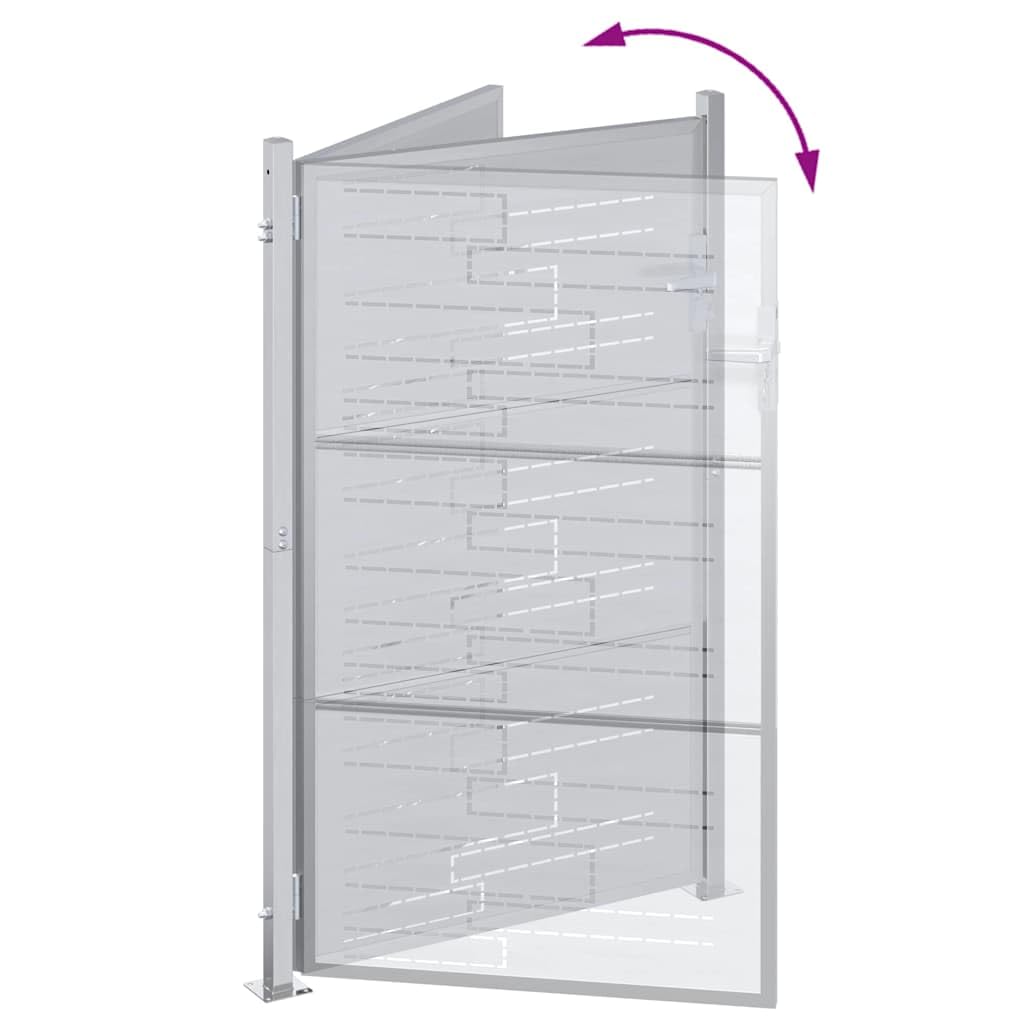 vidaXL Puerta de jardín Plateado 85 x 120 cm Acero Inoxidable, Puerta Moderna para jardín y terraza, Barrera Rectangular de Acero, Entrada Exterior Segura, Separador Resistente