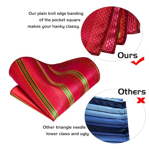 Image of 5PCS Mens Premium Silk Tie, Pocket Square, Cufflinks, Drilled Tie Ring and Lapel Pin Set for Wedding Groom Party
