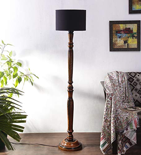 Image of Devansh Lack Cotton Wooden Floor lamp