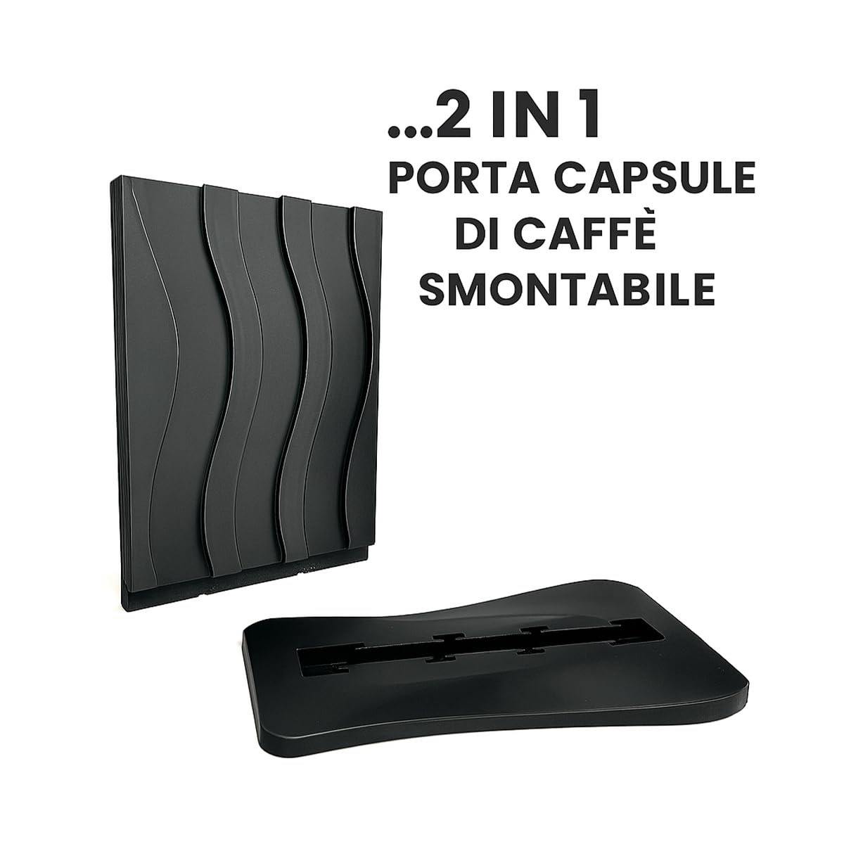 Generico Supporto Verticale Capsule Caffè Doppia Faccia, Dispenser Cialde da Appoggio Salvaspazio, Contenitore per Capsule Compatibile con Nespresso Original – Fino a 40 Capsule, Nero