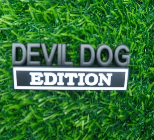 Image of 2pc Devil Dog Edition Emblem 3D Dog Edition Fender Tailgate Badges Bumper Decal Sticker Nameplate for Universal Vehicle, Car, Truck, SUV Motorcycle Accessories Decoration (Black White)