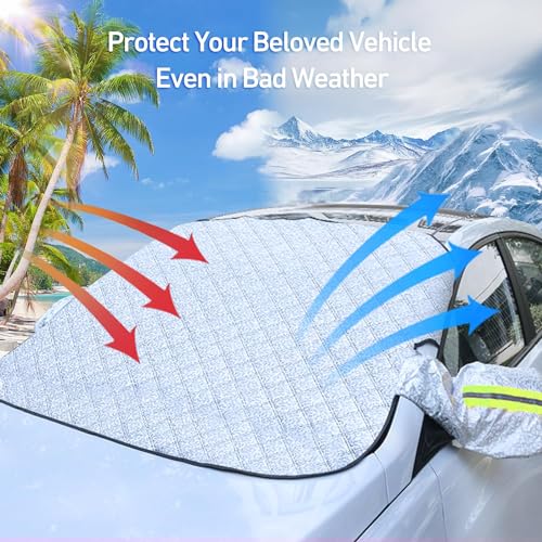 Image of Heavy Duty Windshield Cover for Winter Ice Snow Frost, Longer and Wider to fit SUVs and Trucks, Pefect for Car SUV Truck Winter, Ultra Thick Protective Windscreen Cover (70 x 50)