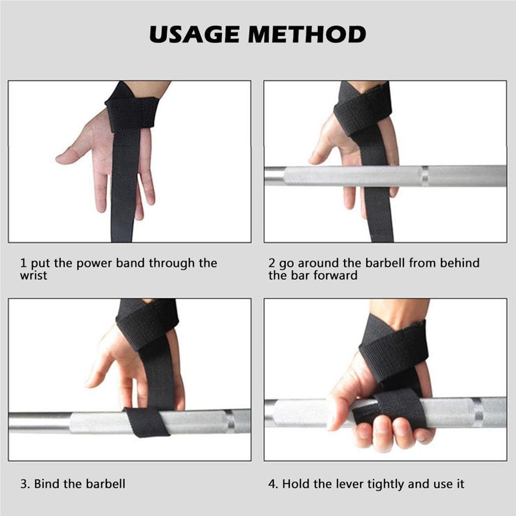2 pezzi cinghie di sollevamento pesi accessori adulti grip bande di supporto universale fitness cinghia da mano accessorio protettivo nero