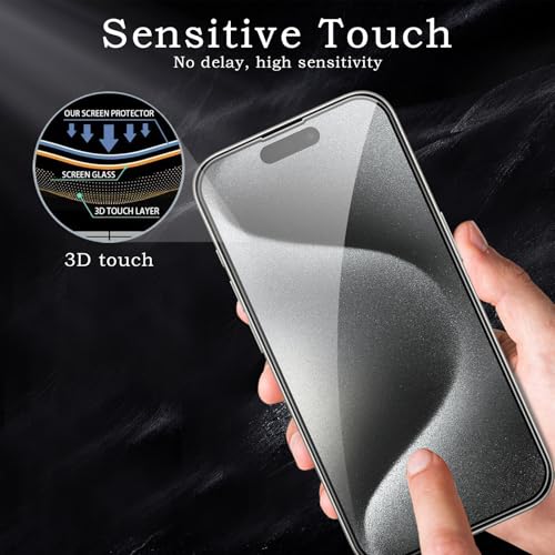 Image of Screen Protector for iPhone 15 Pro Max, Tempered Glass Film, Ultra HD 9H Hardness Case Friendly Anti Scratch Bubble Free Ultra Resistant Oil-Resistant Shatter Protection, 3-Pack