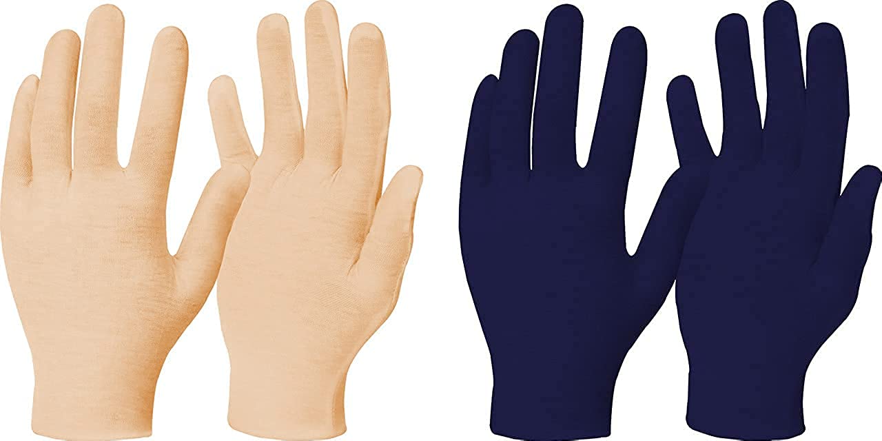 QUEERY Sun Protection Cotton Half Hand Gloves for Men/Women (Beige, Navy Blue) -Pack of 2-image-34