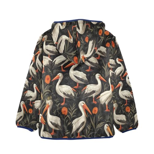 Birds Among Orange Flowers Toddler Fleece Jacket Girl Boys Hooded Fleece Jacket Coat Warm Outwear Zip-up 3-10T2