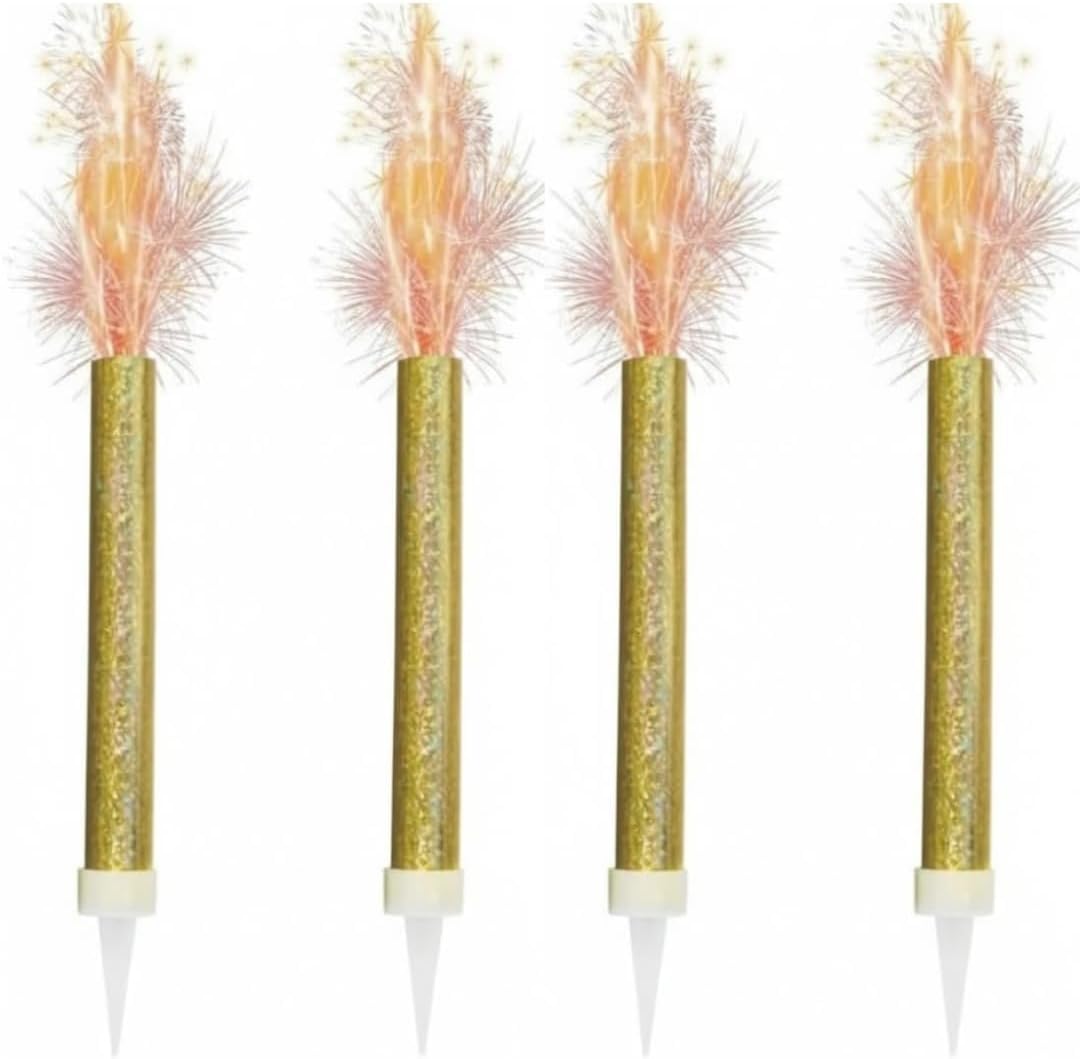 Ice Fountain Cake Sparkler Candles Birthday Cake Topper Firework Candles 15cm Indoor Sparkler Wedding Anniversary Party Decoration Colourful Cake Candles (Pink, 4 PCS) — view 12