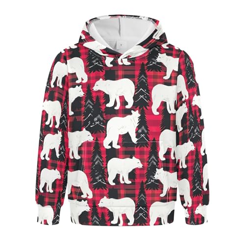 Kids Hoodies Sweaters Christmas Xmas Polar Bear Hooded Sweatshirts with Big Pockets for Boys Girls B0400457