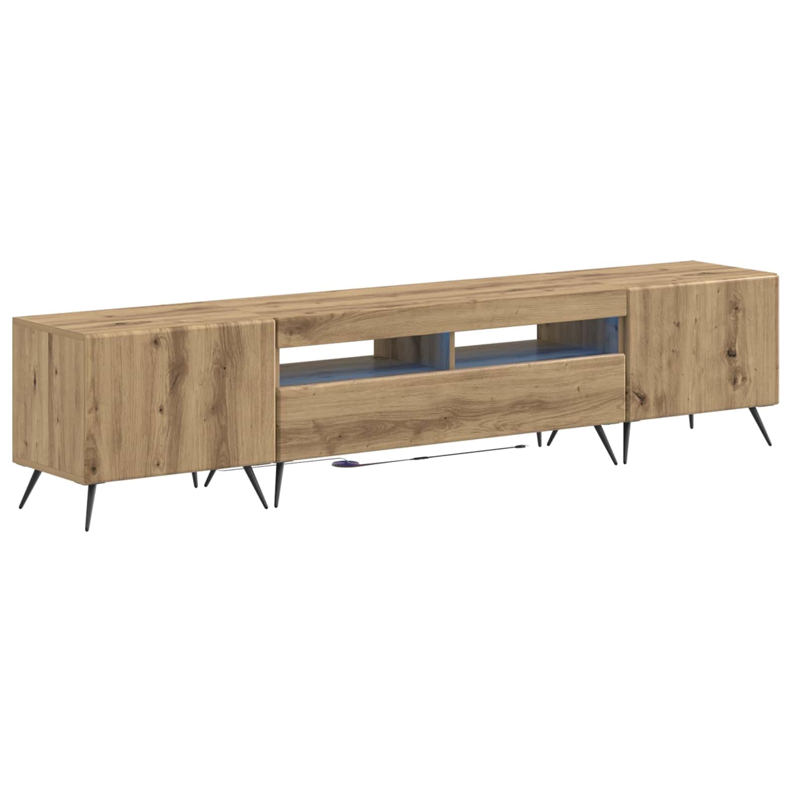 Gabinete de TV LED de 5 piezas de madera de roble artesano