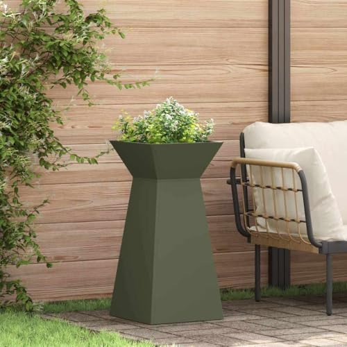 Lot de 2 jardinières colonnes - Olive - 35 x 35 x 73 cm - Durables - Pour parterres de jardin, parterres surélevés et parterres de fleurs - Idéal pour tout aménagement de jardin