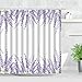 Blumen-Duschvorhang Lila Lavendel Blumen Grüne Blätter 3D-gedruckte Badezimmerdekoration Wasserdichter Duschvorhang S.2 180x180cm