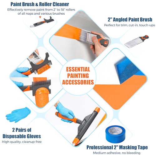 Kit de rodillo de pintura grande ajustable 12"-18" con bandeja y forros, 22 piezas miniatura 6