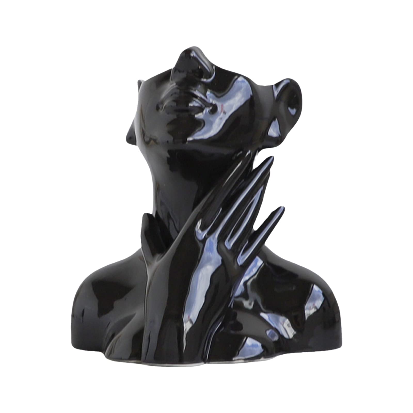 Black Ceramic Face Vases female Form Head Bust Vase Ceramics Statue Flower Vase for Home Decor Living Room Office Table Desk Decoration(#4)