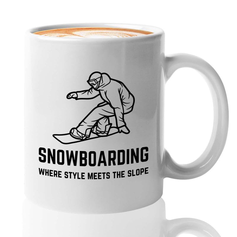 Luxe Gifting Snowboarder Coffee Mug 11oz White - meets slope - Snowboarder Cup Snowboarding Gift For Snowboard Lovers Snowboarder Son Snowboarder Daughter