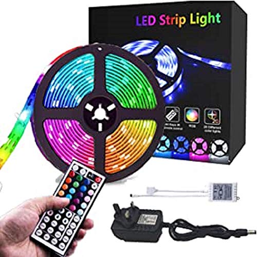 LED Light bar, CGN 5M Light bar Lighting kit IP65 Waterproof 150LEDs 5050 RGB 12V Power Adapter 44 Key IR Remote Control Color Changing LED Light bar for Garden bar Party Home Decoration