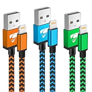 iPhone Charger Cable 2m 3Pack iPhone Charging Cable Long iPhone Lightning Cable Colored Braided USB iPhone Fast Charger…