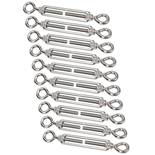 Deep Thread Uniform Distributi 10pcs Eye and Eye Turnbuckle Wire Tensioner Strainer Stainl Steel Rope Tensioner M6 Allows Experience Control Seaml Tensioner.Strategically Deep