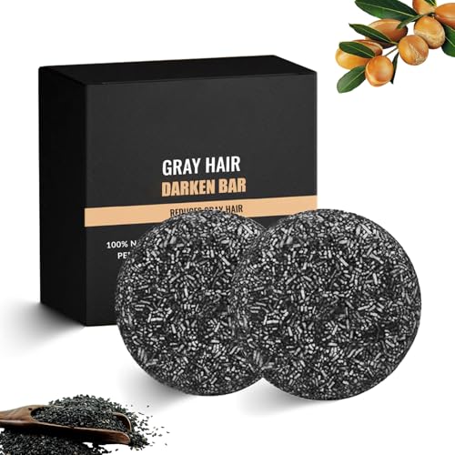 Callmynm 2Pcs Gray Hair Reverse Bar, Natural Black Soap for Hair & Beard Darkening, Mane Gray Reverse Bar for Men & Women, Deep Clean & Nourish the Scalp