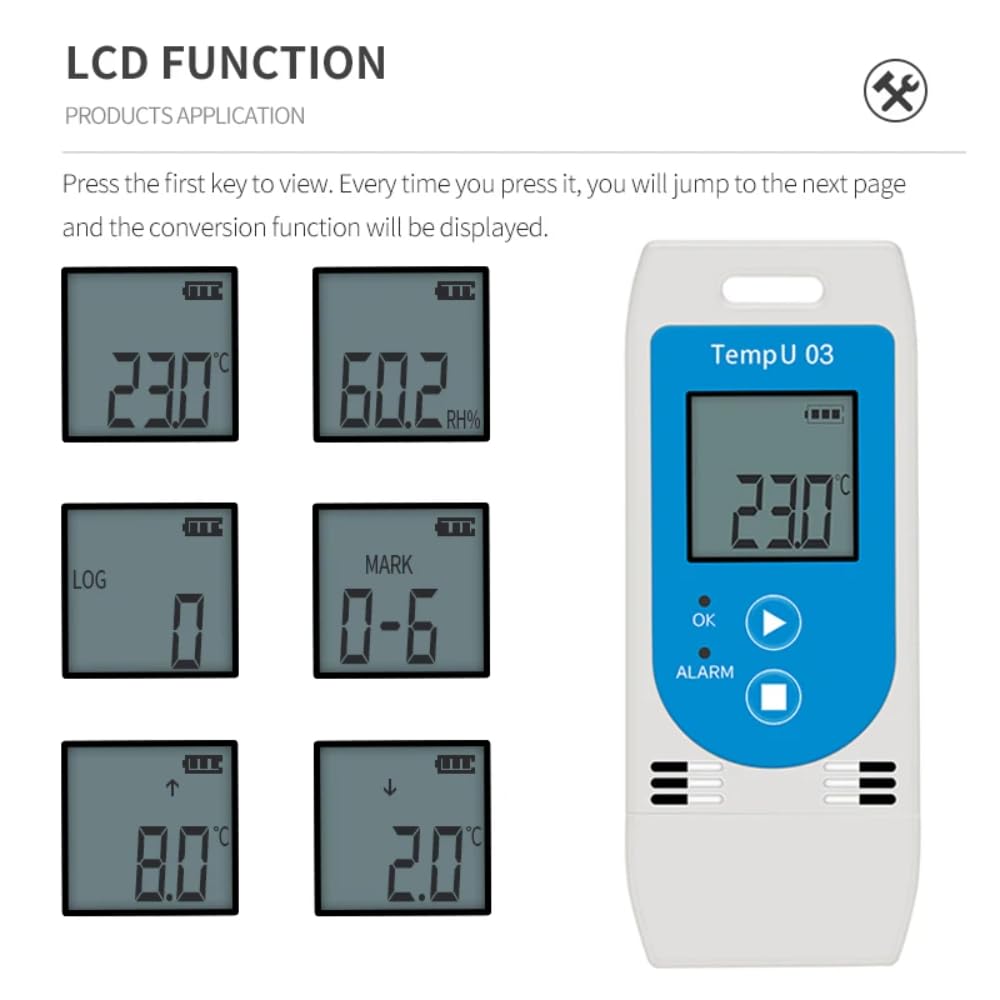 DollaTek USB avec écran Enregistreur de température et d'humidité Enregistreur de température et d'humidité Enregistreur PDF pour l'expédition par chaîne du froid sensible à la température