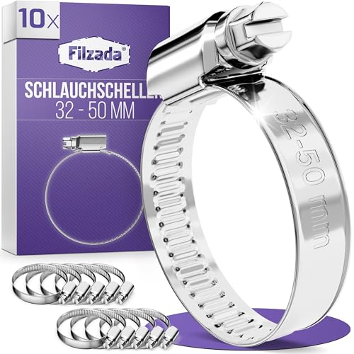 Filzada® 10x Schlauchschellen Edelstahl 32-50mm - Schlauchklemme...