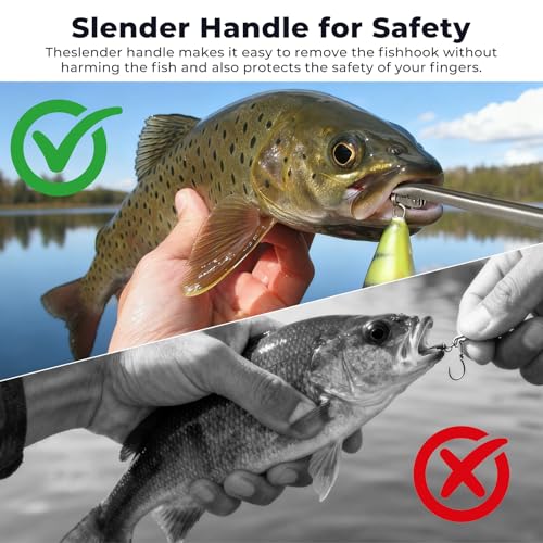 3 Packs Upgrade 2/3 Claw Fish Gripper with Stainless Steel Hook Remover, Metal Fishing Pliers Gripper Catch Control Clamp,Fish Grip Tackle Holder & Steel Dehooker for Freshwater and Saltwater Fishing — view 5
