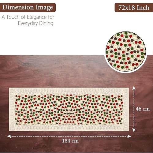 Image of Kuber Industries 72x18 Inch PVC Table Runner for Wedding and Family Dinners | Reusable Centre and Dining Table Runner | Dot Design - Multicolour