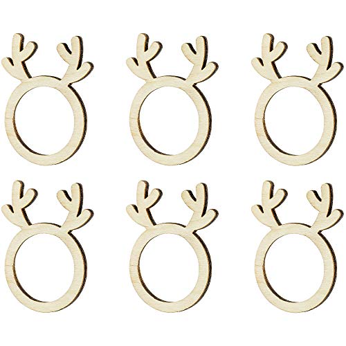 DekoHaus Serviettenringe Holz Rentier 6er Set – Weihnachts Tischdeko...