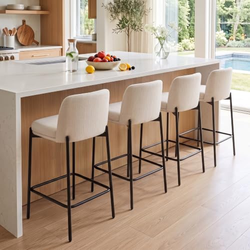 Image of 26 Inch Counter Height Bar Stools Set of 4, Modern Barstools, Beige