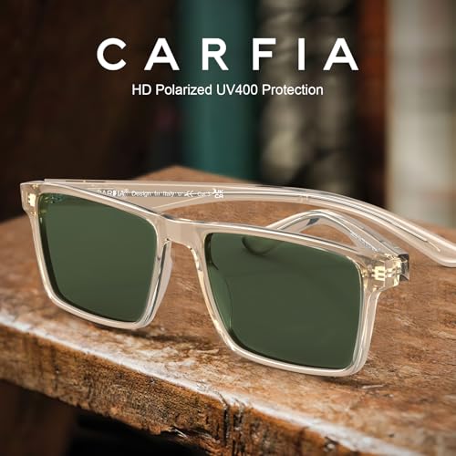 Image of CARFIA Retro Acetate Mens Sunglasses Polarized Classic Square Sun Glasses CA62162