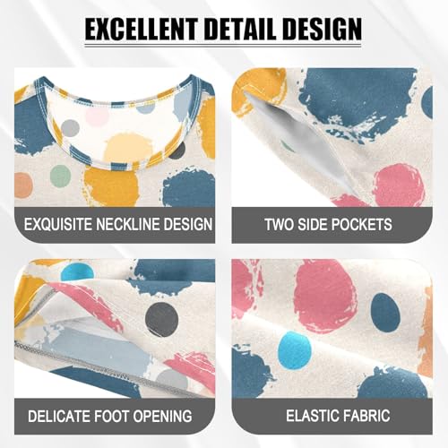 ALAZA Polka Dot Colorful Abstract Pajamas Short Sleeve 2 Piece Sleepwear Top and Bottom Pajama Set Unisex4