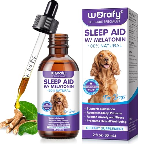 AIKUWWOIRQIA Melatonin for Dogs & Cats | Liquid Calming Drops for Anxiety & Stress Relief | Promotes Relaxation & Sleep | Helps with Noise Fireworks & Separation Anxiety 60ml