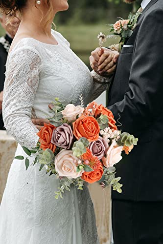 Ipopu Foam Roses Artificial Flowers Combo Fake Foam Flowers For Craft For Diy Wedding Bouquet Centerpieces Reception Arrangements Party Baby Shower Home Décor (Terracotta & Purple) #TOP3