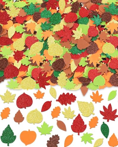 KGDUYC 500 piezas pegatinas de hojas de otoño de arce de fieltro hoja a juego decoraciones para adornos artesanales y fiestas de Acción de Gracias
